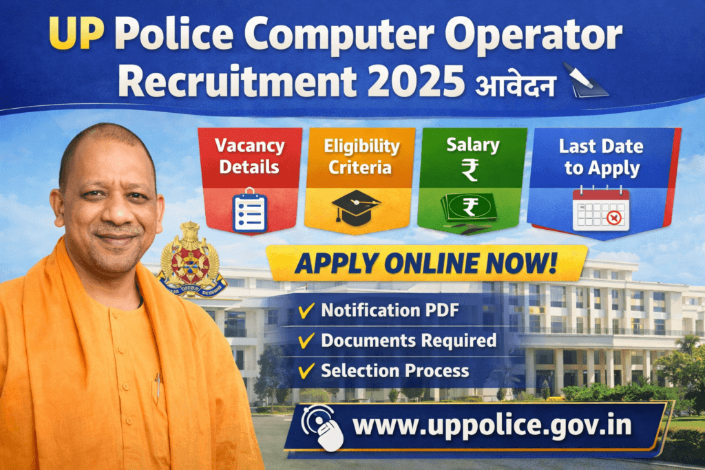 UP Police Computer Operator Recruitment 2025 notification, eligibility and apply online.