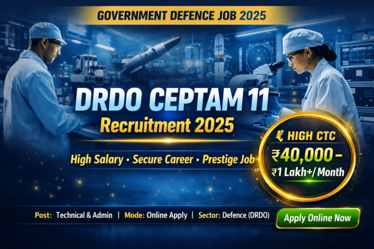 DRDO CEPTAM 11 Recruitment 2025 Apply Online Notification.