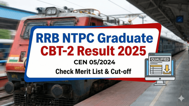 RRB NTPC Graduate CBT-2 Result 2025 Scorecard Download