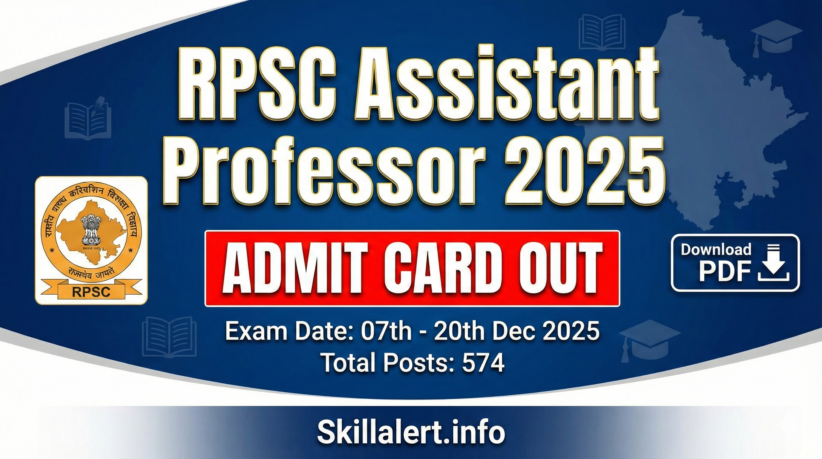RPSC Assistant Professor Admit Card 2025 download link, exam date and hall ticket details