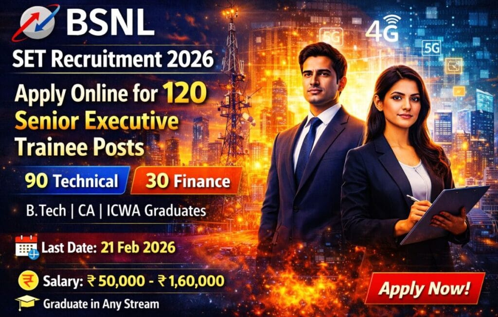 BSNL SET Recruitment 2026 Notification 120 Senior Executive Trainee Posts