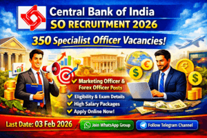 Central Bank of India SO Recruitment 2026 – 350 Specialist Officer Vacancy