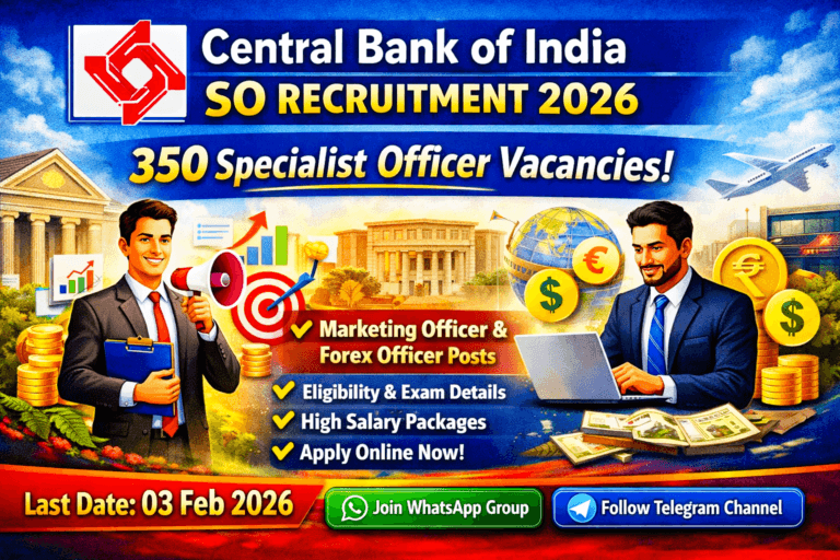 Central Bank of India SO Recruitment 2026 – 350 Specialist Officer Vacancy
