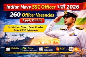 Indian Navy SSC Officer Recruitment 2026 Notification Banner for 260 Vacancies.