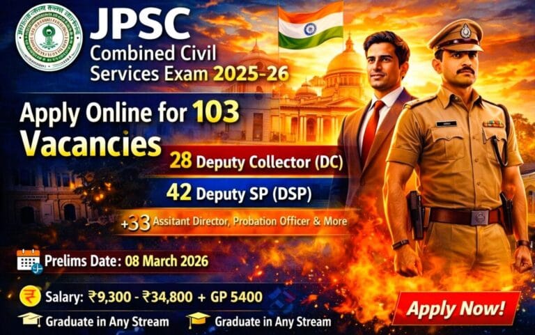 JPSC Combined Civil Services Exam 2025-26 Notification 103 Posts