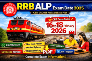 RRB ALP Exam Date 2025 announced, CBT exam from 16 to 18 February 2026.