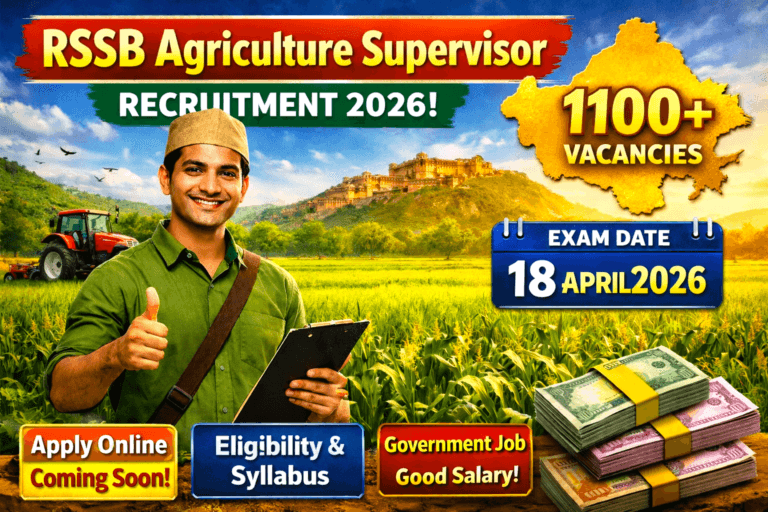 RSSB Agriculture Supervisor Recruitment 2026 Notification Banner with 1100 Vacancies.