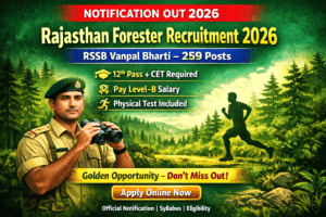 Rajasthan Forester Recruitment 2026 Golden Opportunity RSSB Vanpal 259 Posts.