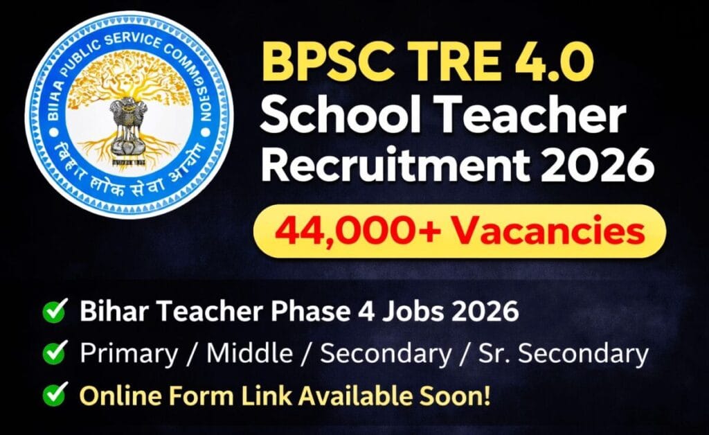 BPSC School Teacher TRE 4.0 Recruitment 2026 Official Notification 44000 Vacancy.