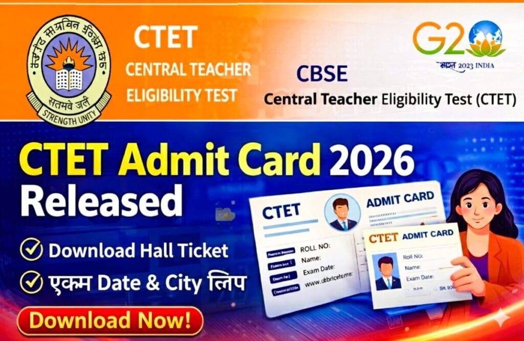 CBSE CTET Admit Card 2026 Released - Download Hall Ticket and Check Exam Date.