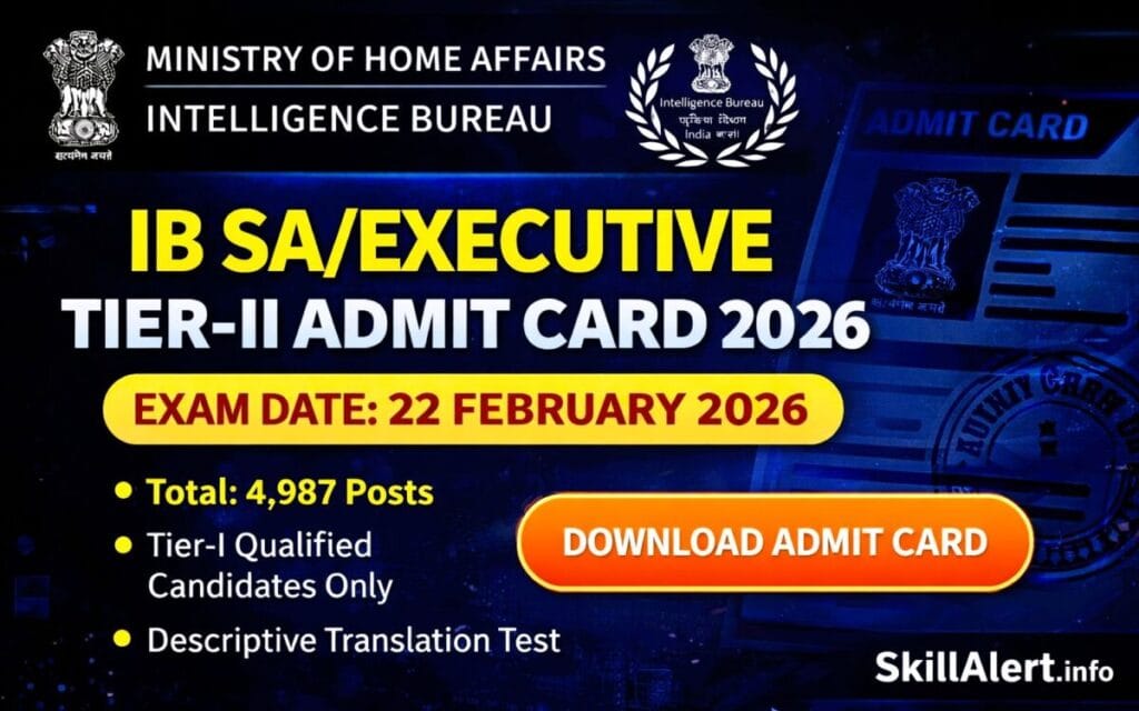 IB Security Assistant Tier-II Admit Card 2026 Download Link mha.gov.in