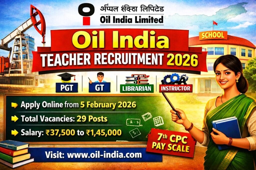 Oil India Teacher Recruitment 2026 Notification Banner Skillalert