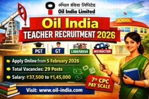 Oil India Teacher Recruitment 2026 Notification Banner Skillalert