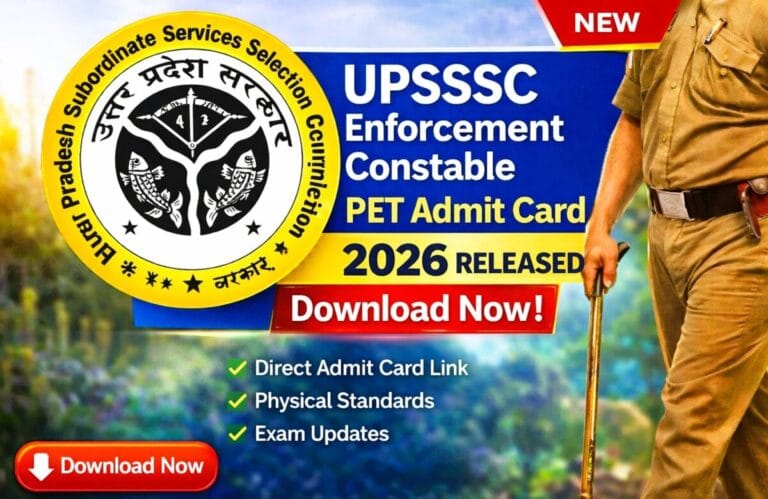 UPSSSC Enforcement Constable PET Admit Card 2026 Download Link